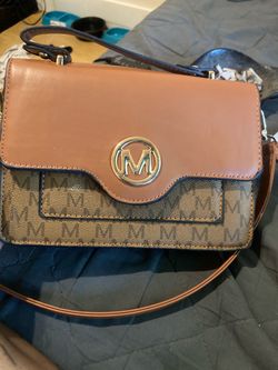 M Logo Crossbody Handbag Brown Tan
