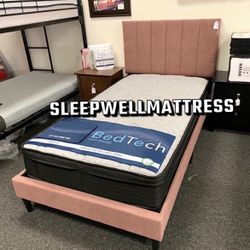 Twin Size Bed Frame With Pillow Top Mattress Included 