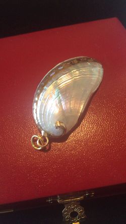 Gold rimmed abalone shell pendant