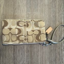 Beige/Tan Coach Wristlet