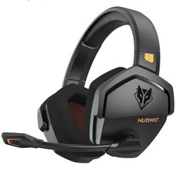 NUBWO G06 Dual Wireless Gaming Headset with Microphone for PS5, PS4, PC - 23ms Low Latency Audio - 100-Hour of Playtime - 50mm Drivers (Black-Orange)