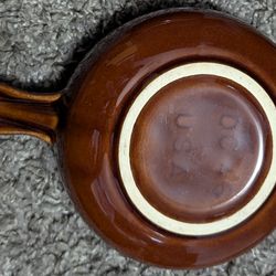 Mid-Century Brown Drip Glaze French Onion Soup Bowl - Hull Style Stoneware USA