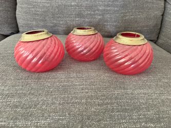 Pink glass tea light holders