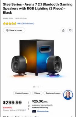 SteelSeries - Arena 7 2.1 Bluetooth Gaming Speakers with RGB Lighting (3 Piece) - Black