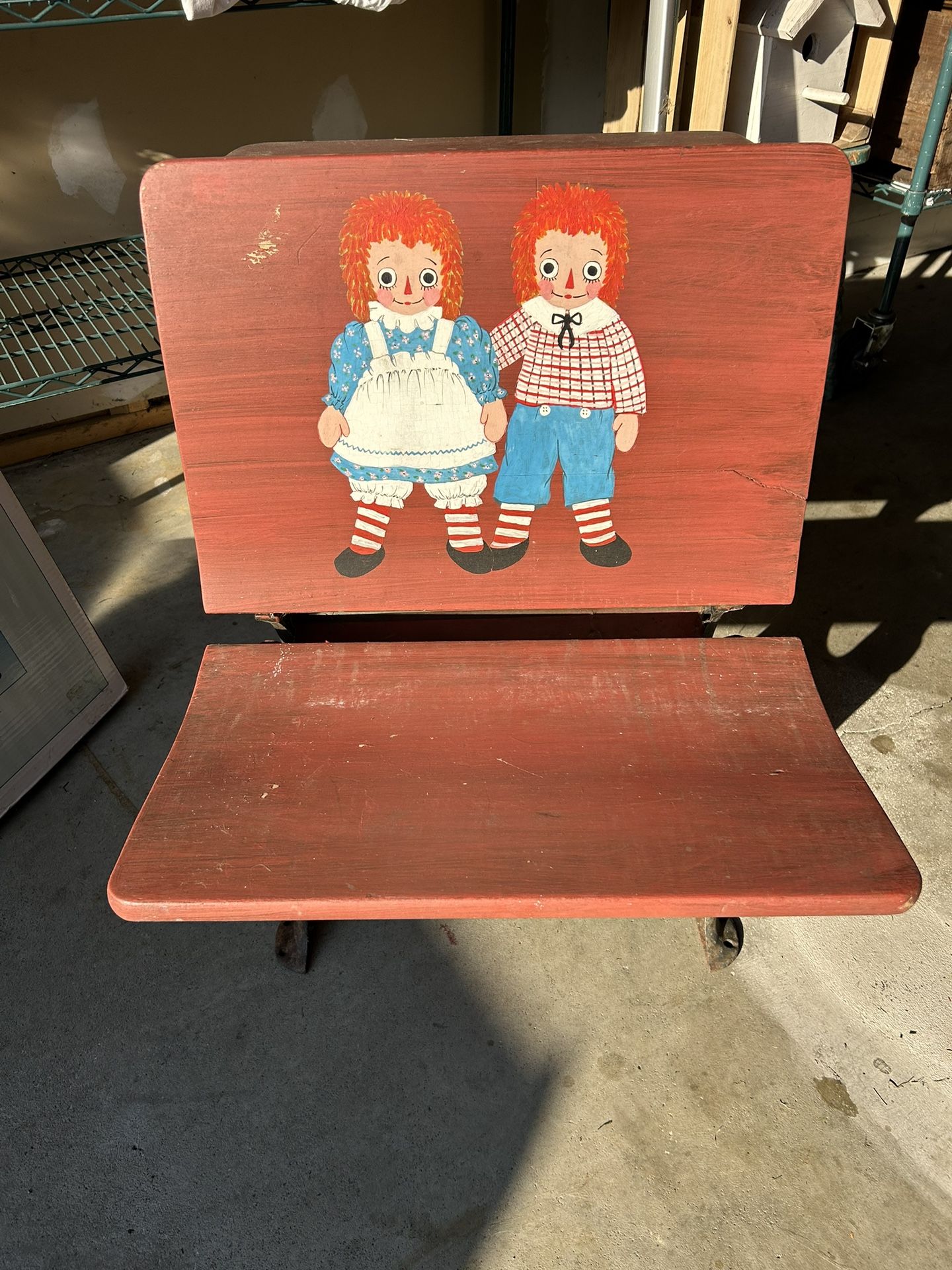 Old Painted School Desk w/Raggedys