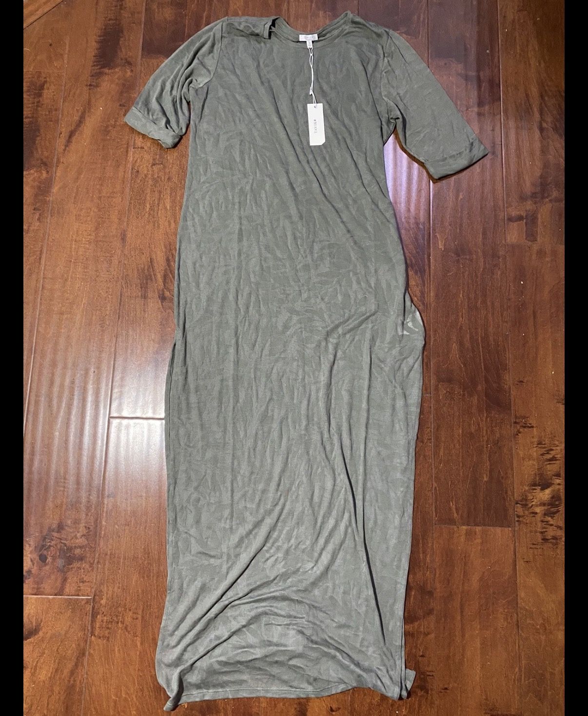 Tavik Finn Maxi Dress Cove Grey Paradise Sheer Swim Cover Up Stretch L