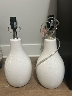 Pair of White Ceramic Table Lamp Bases