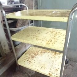 Vintage Metal Rolling Cart 3-tier