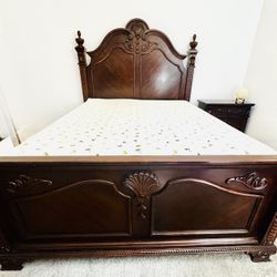 Queen Bed, Box Spring, Night Stand And Dresser/Chest