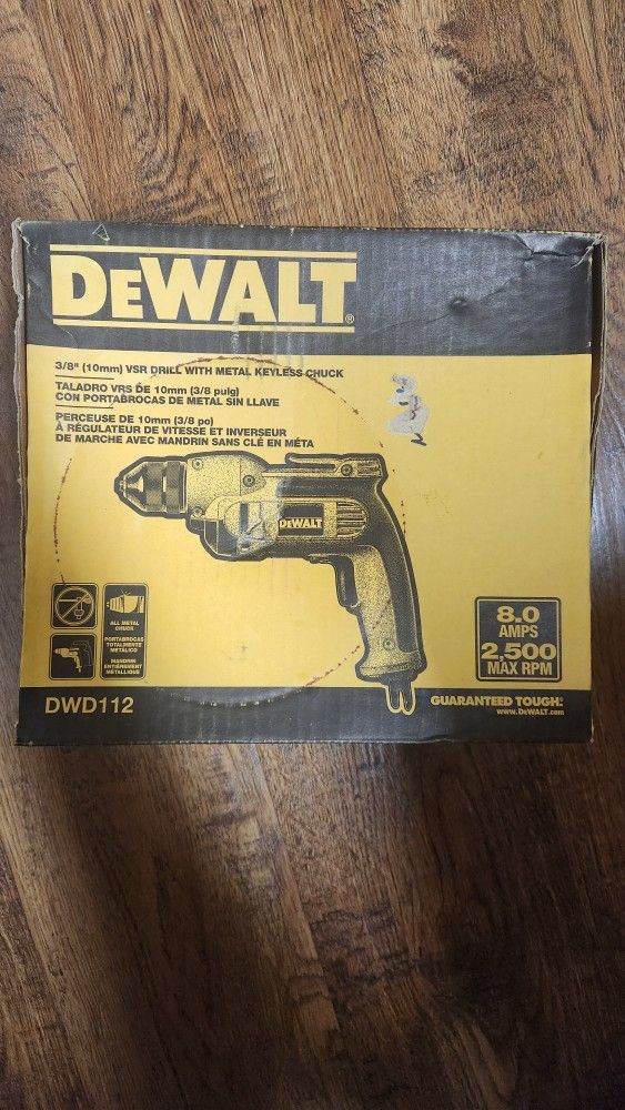 Brand New DEWALT DWD112 8A 3/8" VSR Pistol-Grip Drill. Price Is Firm. 