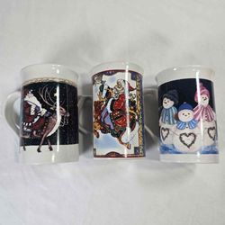 Set of 3 Christmas Holiday Mugs