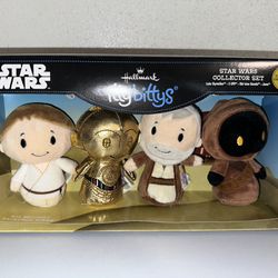 Hallmark Itty Bittys Star Wars Collector Set Luke C-3PO Jawa Obi-Wan 4" Plush