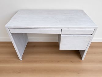 White Wood Desk with Drawers