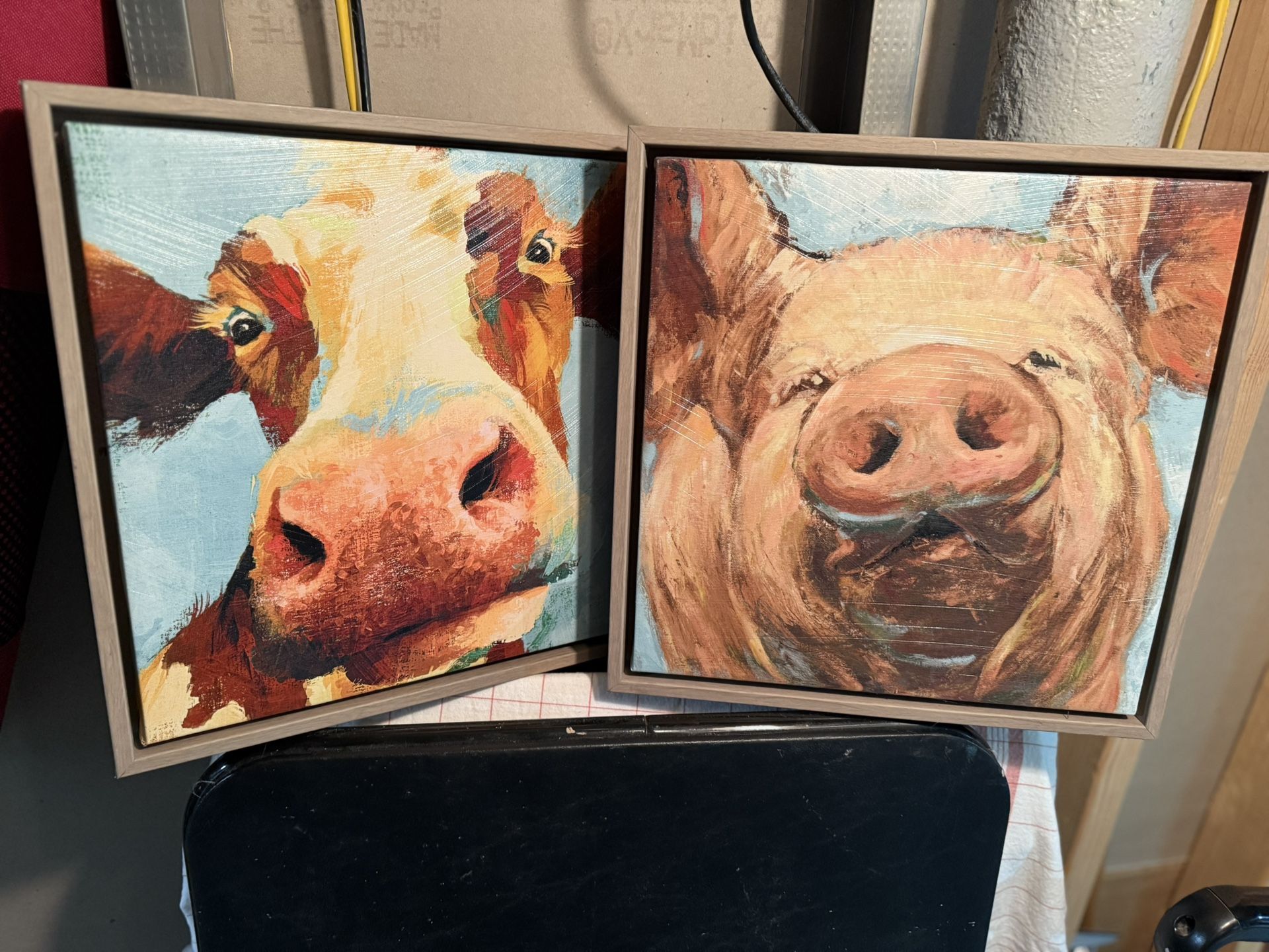 Cute Cow And Pig Canvas Art