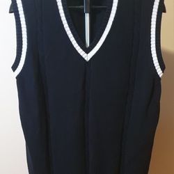 Black Sweater Vest with White Stripes, XL (0261)