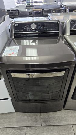 7.3 cu ft Vented Smart Gas Dryer in Black Steel with EasyLoad Door, TurboSteam and Sensor Dry Techno