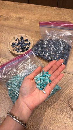 Amazonite and Sodalite Crystal Chips Set