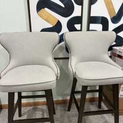 Walter Smithe Swivels Tufted Bar Stools X2