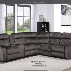 Brand New Fabric Manual Reclining Corner Sectional