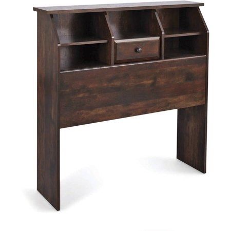 Title: Leighton Twin Bookcase Headboard, Rustic Cherry Finish