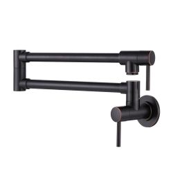 Deck Mounted Pot Filler Faucet with Double Handle in Matte Black
