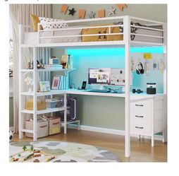 Loft twin bed with desk