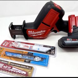Milwaukee M12 FUEL Hackzall Recip Saw +High Output 5.0Ah Battery +10 Blades 