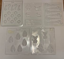 Vintage Christmas & Candy Chocolate Mold Lot – 5 Molds