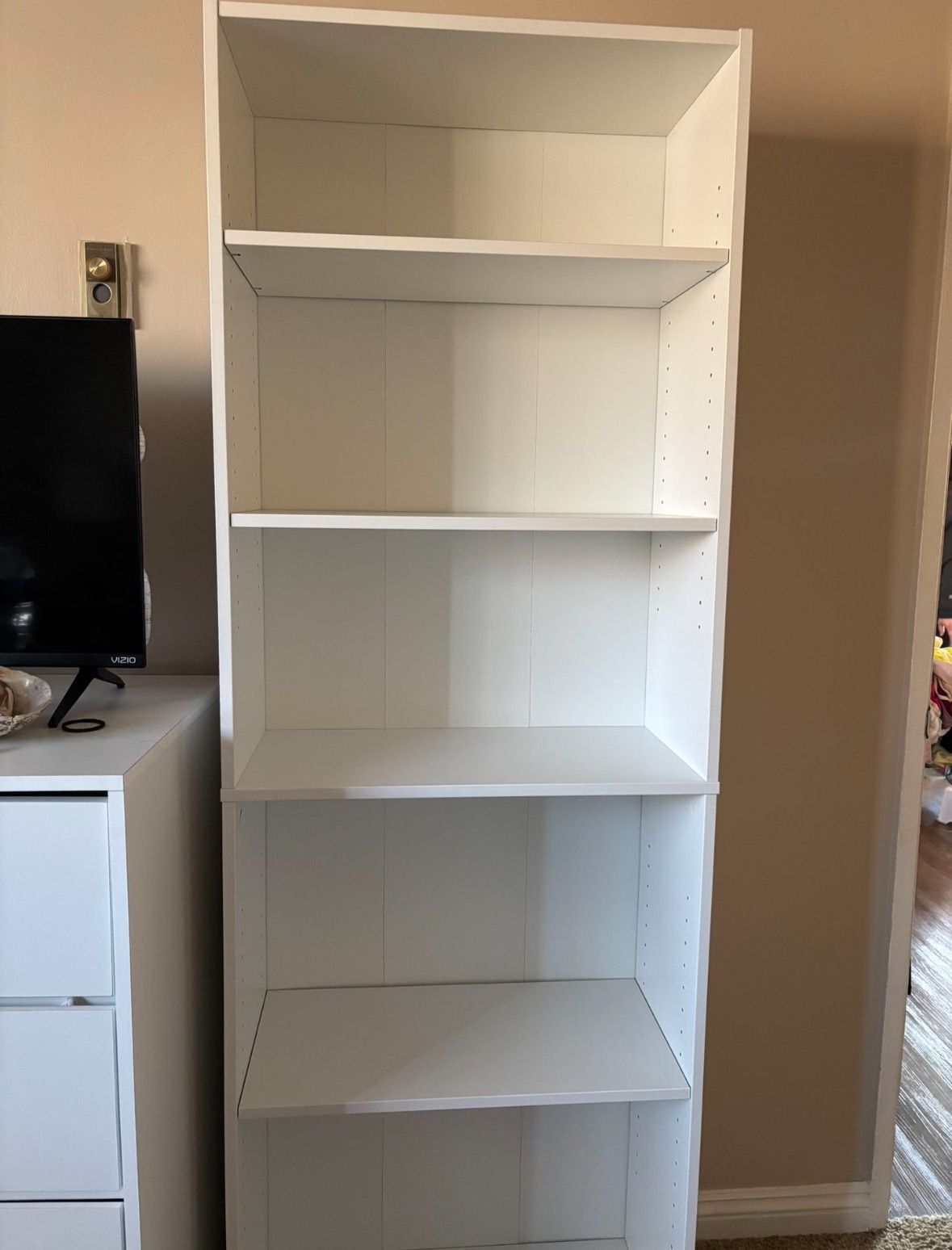 white book shelves 