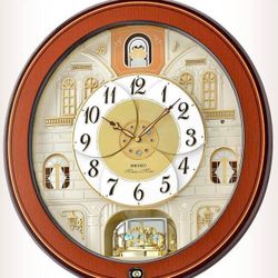 Seiko Melodies in Motion 18 Songs Musical Wall Clock with Swarovski Crystals