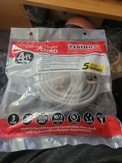 4ft Electric Dryer Cord 3 Prong