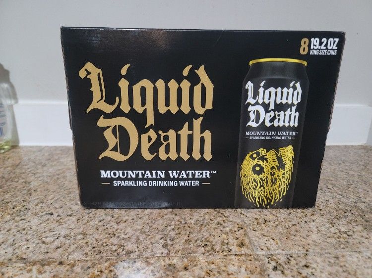 Liquid Death Water Sparkling Mountain. 8 x 19.2 King Size cans.