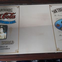 Vintage Style Coca-Cola & Southern Comfort Advertising Mirror / Espejo Publicitario Vintage - Wood Frame 