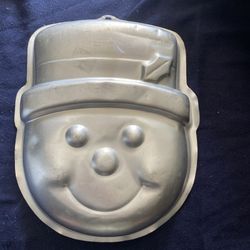 WILTON 2002 Snowman Face Cake Pan ~ Aluminum ~ Christmas ~ Winter