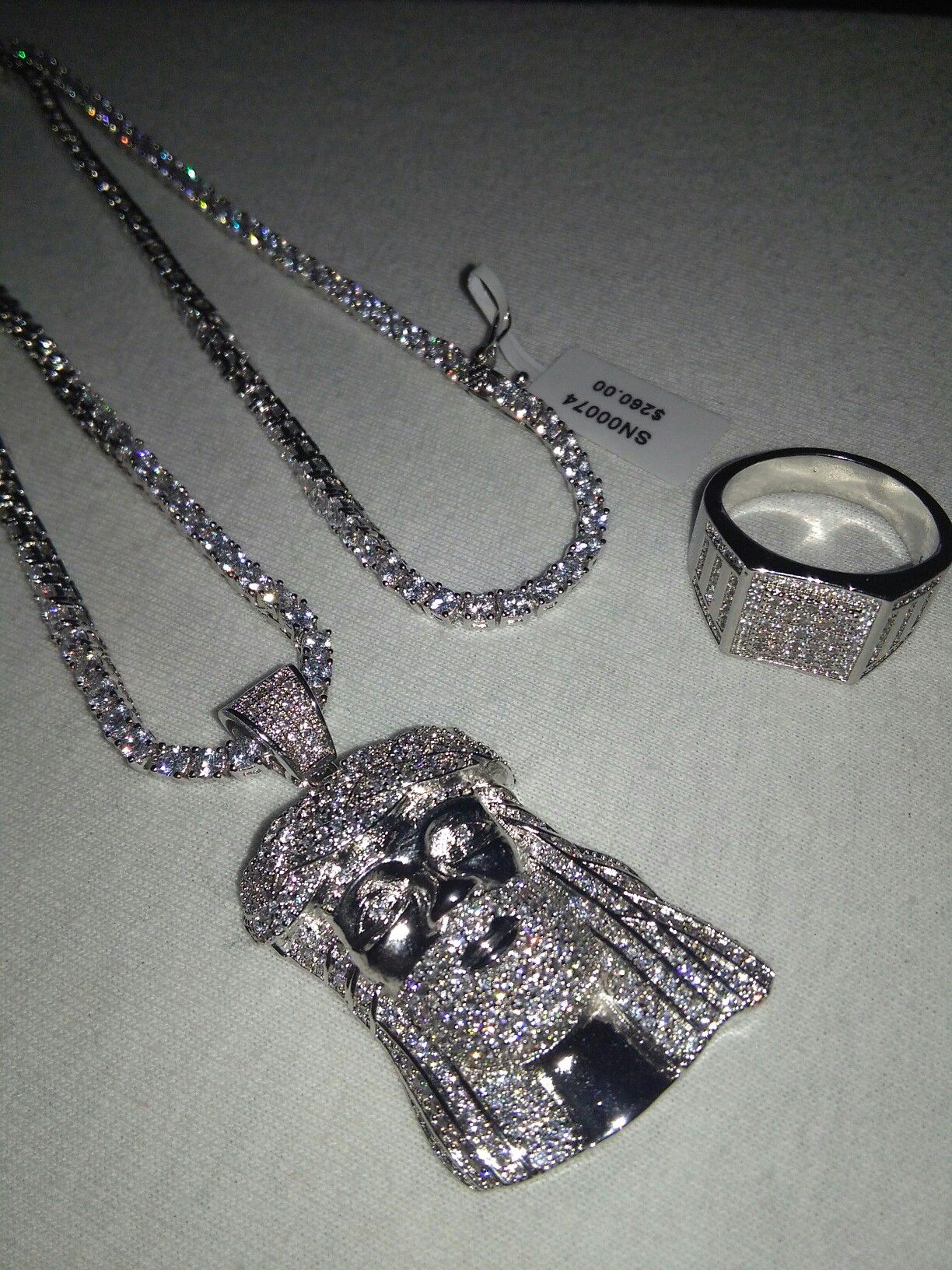 New Iced Out Necklace, Pendant and Ring Set