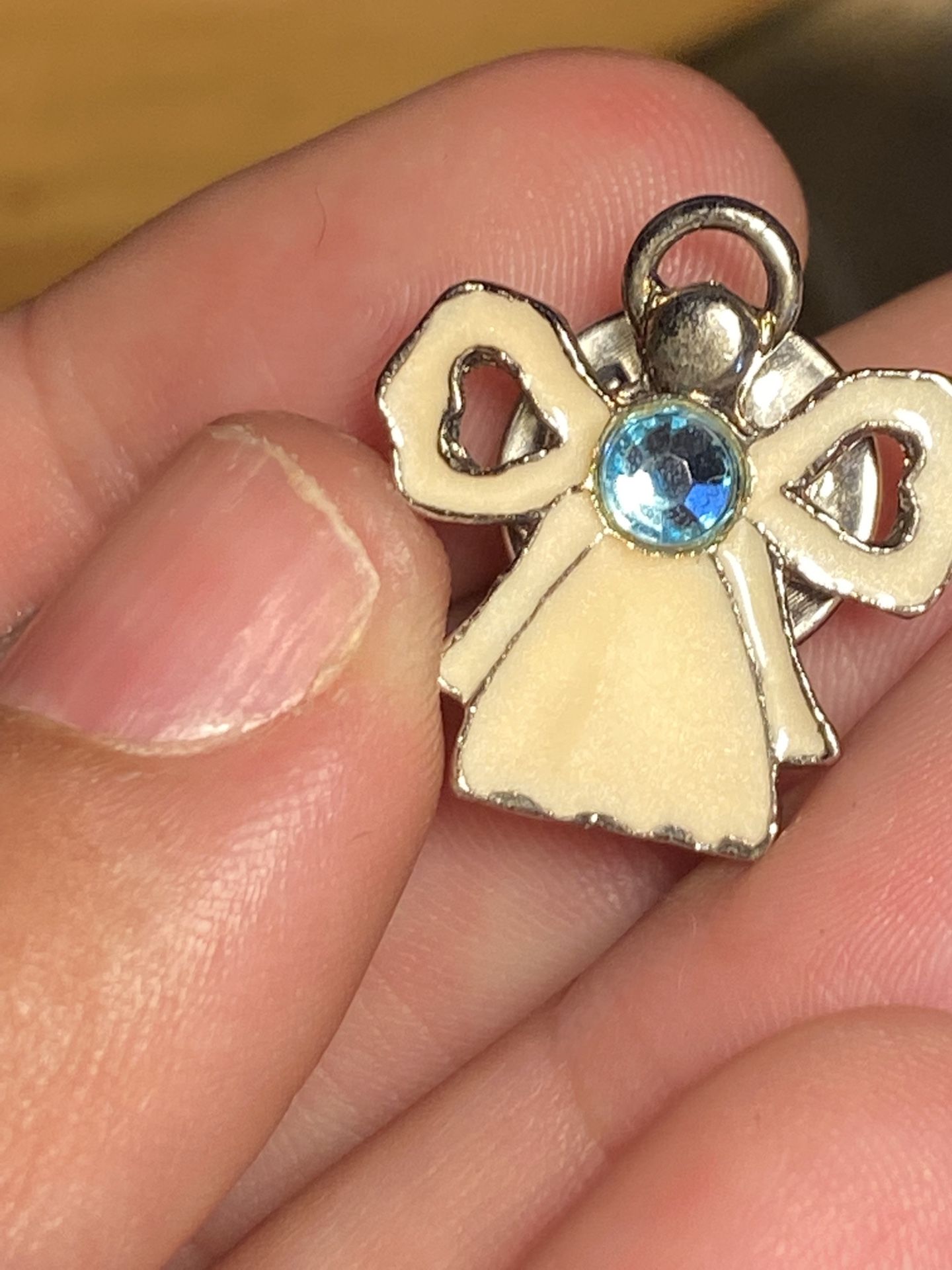 Vintage Blue Topaz Angel Brooch Pin