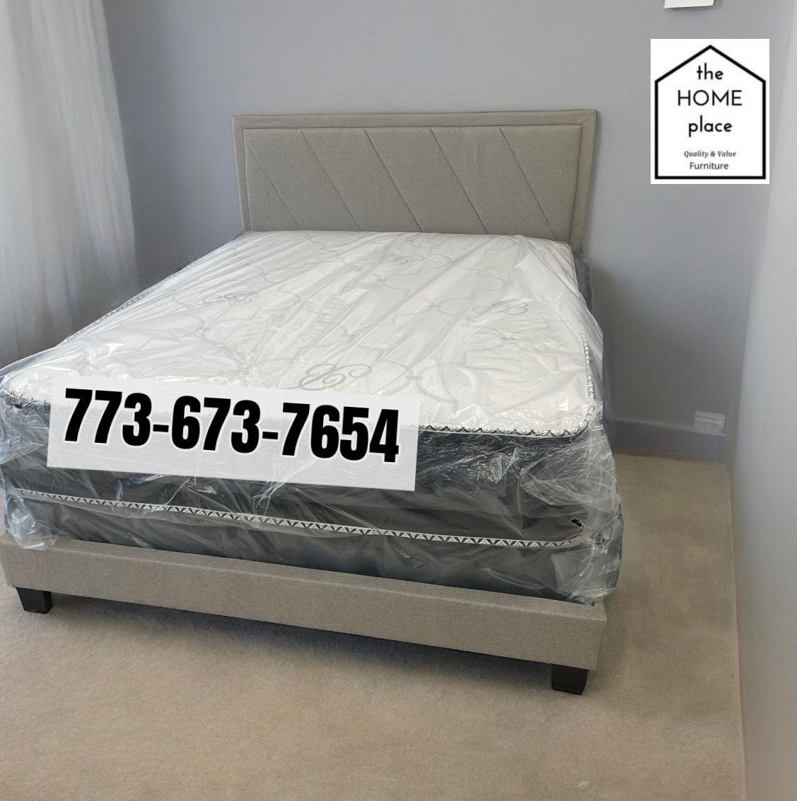 Comfy & Elegant Queen Bed Frame π¨ Includes Mattress & Box Spring for ONLY $349. Ready for Delivery Today π