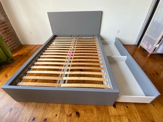 Ikea Malm High queen size bed frame + 2 storage drawers + can DELIVER