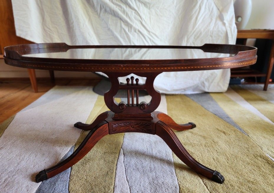 Mersman Antique Mid Century Glass Top Coffee Table