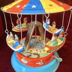 TIN WIND UP TOY Airship Carousel (Santa's Workshop)