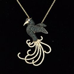Elegant Gold Plated Necklace with Bird Zirkon Pendant 