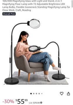 10X/30X Magnifying Glass with Light and Stand/ Lupa 10X/30X con luz y soporte
