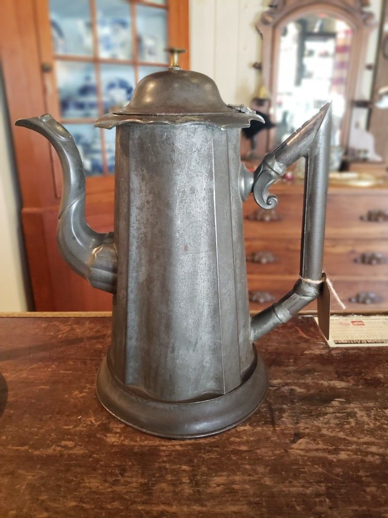 Antique Pewter And Tin Coffee Pot
