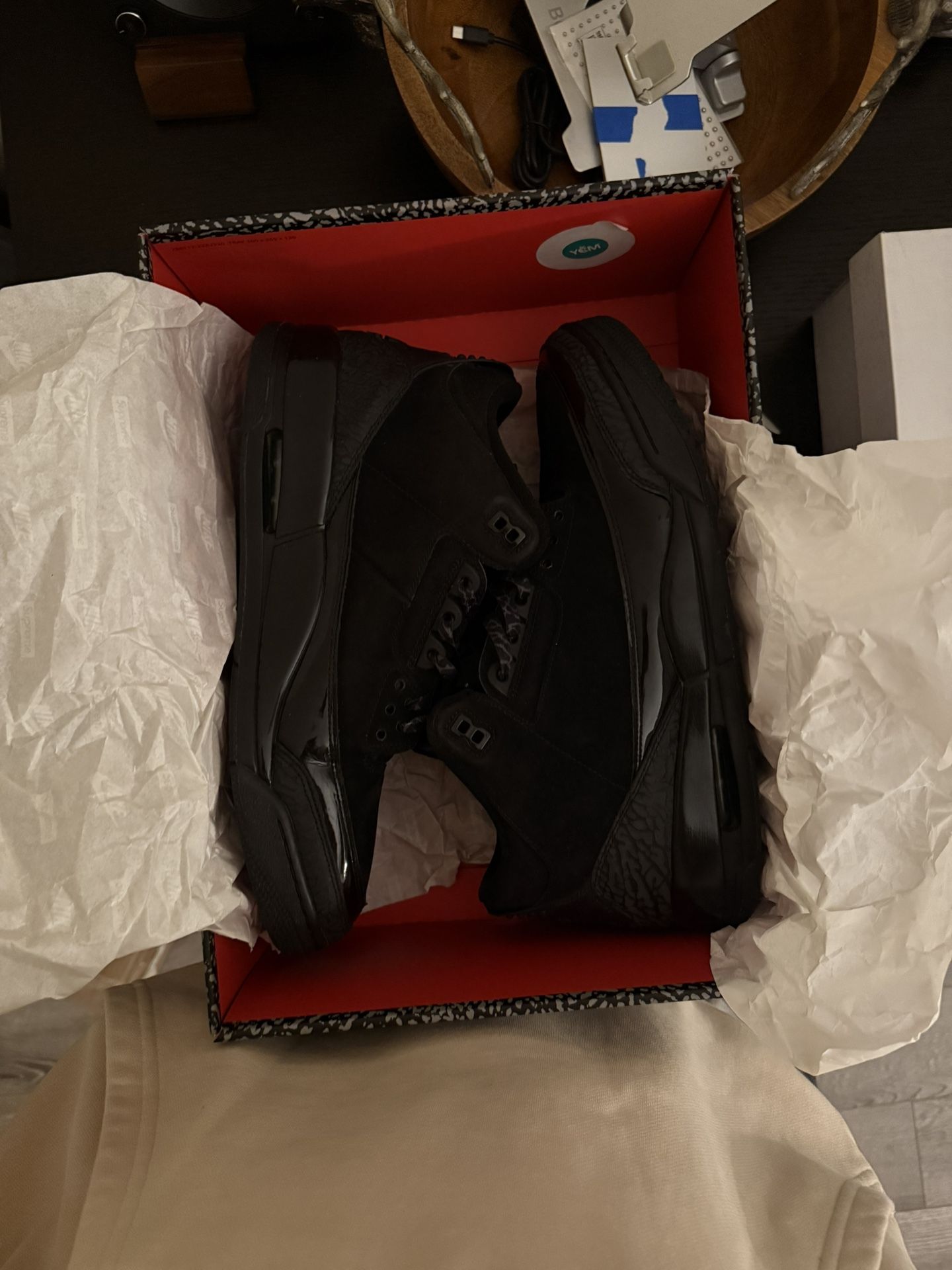 Used Jordan 3 Black Cat Size 13 *Have Star Loss*