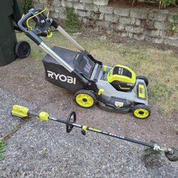 Ryobi Lawnmower & Weed Eater W/charger and Batteries