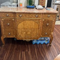 Table Italian Louis Xv/Xvi Transitional Antique Style Cube Parquetry