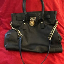 Designer Black Leather Handbag 