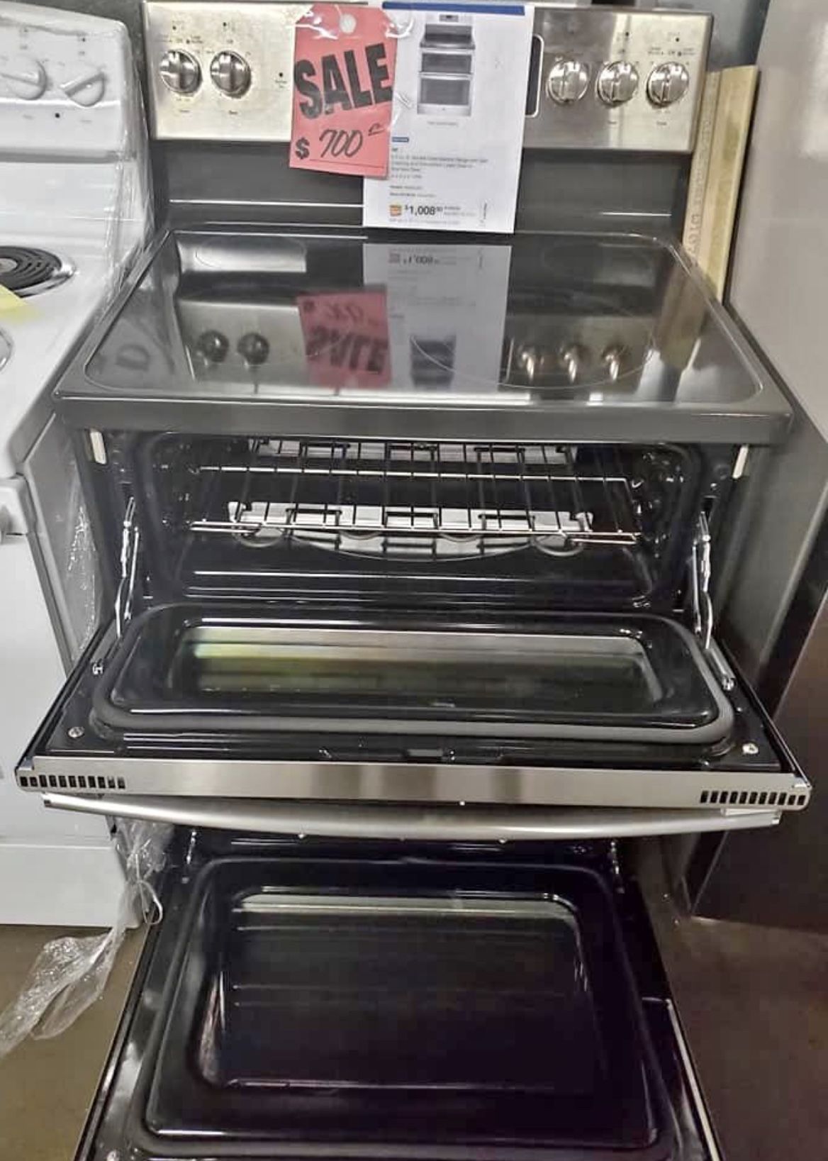 SALE @ $700 New GE double oven stainless steel electric range with 6 months warranty