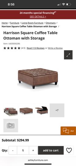 Leather Ottoman/Coffee Table