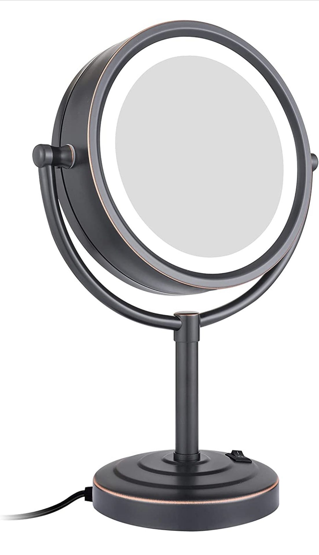 Tabletop LED Lighted Makeup Mirror with 10x Magnification 
